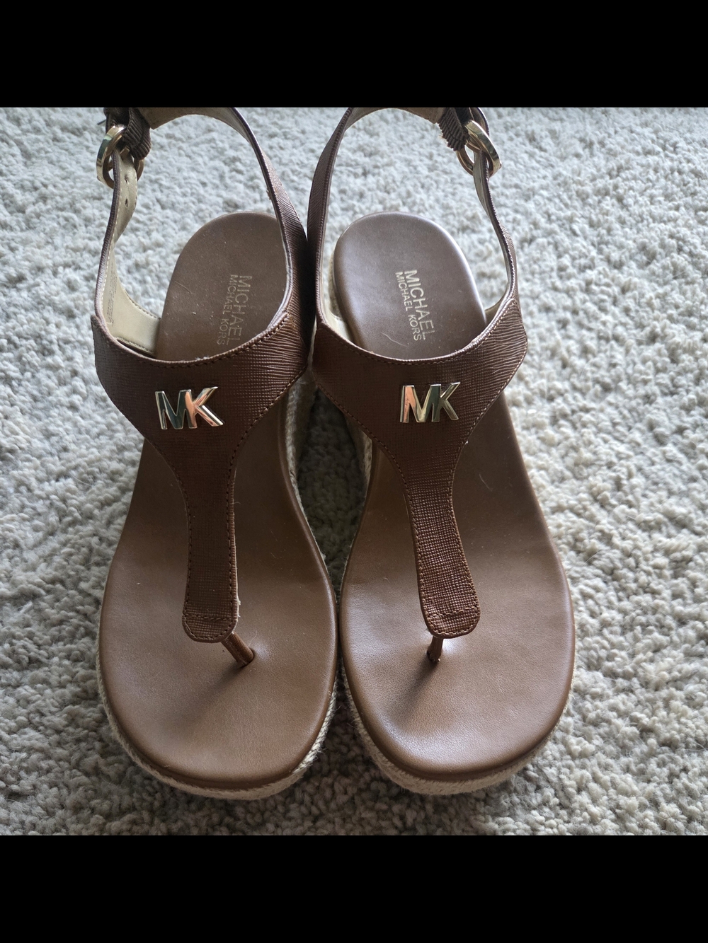 MICHAEL Michael Kors Brown Leather MK Thong Sandals